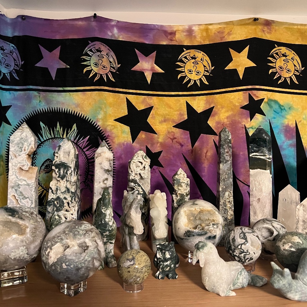 CRYSTALS - MOSS AGATE, CITRINE, GARDEN QUARTZ, SMOKY QUARTZ, & MORE